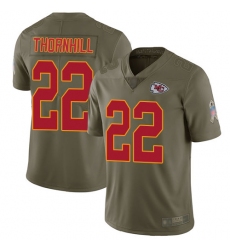 Chiefs 22 Juan Thornhill Olive Men Stitched Football Limited 2017 Salute to Service Jersey