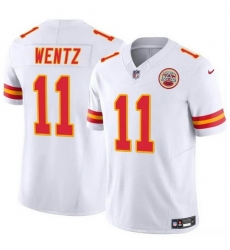 Men   Kansas City Chiefs 11 Carson Wentz White 2023 F U S E Vapor Untouchable Limited Stitched Football Jersey