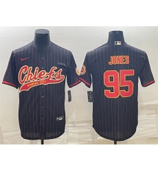 Men Kansas City Chiefs 95 Chris Jones Black With Patch Cool Base Stitched Baseball Jerseys