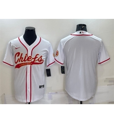 Men Kansas City Chiefs Blank White With Patch Cool Base Stitched Baseball Jersey