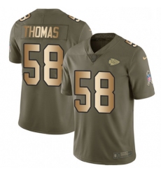 Men Nike Kansas City Chiefs 58 Derrick Thomas Limited OliveGold 2017 Salute to Service NFL Jersey