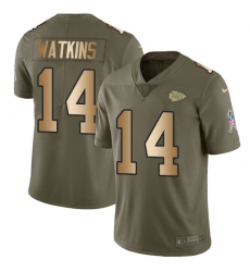 Nike Chiefs #14 Sammy Watkins Olive Gold Mens Stitched NFL Limited 2017 Salute To Service Jersey