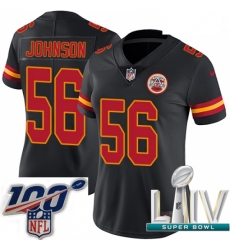 2020 Super Bowl LIV Women Nike Kansas City Chiefs #56 Derrick Johnson Limited Black Rush Vapor Untouchable NFL Jersey