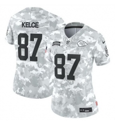 Women Kansas City Chiefs 87 Travis Kelce 2024 F U S E Arctic Camo Salute To Service Limited Stitched Football Jersey