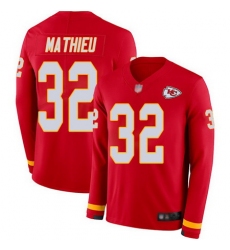 Chiefs 32 Tyrann Mathieu Red Team Color Youth Stitched Football Limited Therma Long Sleeve Jersey