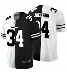 Las Vegas Raiders 34 Bo Jackson Men Black V White Peace Split Nike Vapor Untouchable Limited NFL Jersey