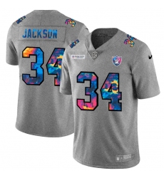 Las Vegas Raiders 34 Bo Jackson Men Nike Multi Color 2020 NFL Crucial Catch NFL Jersey Greyheather