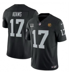 Men Las Vegas Raiders 17 Davante Adams Black 2023 F U S E  With 4 Star C Patch And John Madden Patch Vapor Limited Stitched Football Jersey