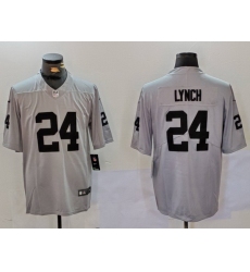 Men   Las Vegas Raiders 24 Marshawn Lynch Grey Vapor Untouchable Limited Stitched Jersey