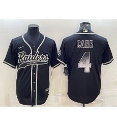 Men Las Vegas Raiders 4 Derek Carr Black Gold With Patch Cool Base Stitched Baseball Jersey