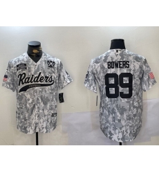 Men Las Vegas Raiders 89 Brock Bowers 2024 Arctic Camo Salute To Service Stitched Baseball Jersey 1