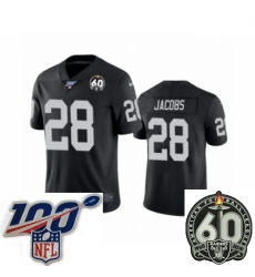 Men Oakland Raiders #28 Josh Jacobs Black 60th Anniversary Vapor Untouchable Limited Player 100th Season Football Jersey