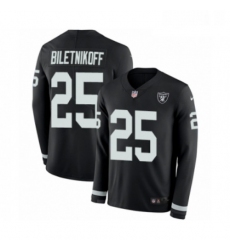 Mens Nike Oakland Raiders 25 Fred Biletnikoff Limited Black Therma Long Sleeve NFL Jersey