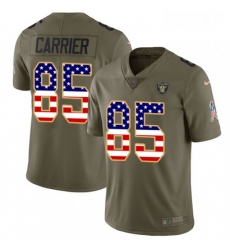 Mens Nike Oakland Raiders 85 Derek Carrier Limited Olive USA Flag 2017 Salute to Service NFL Jersey