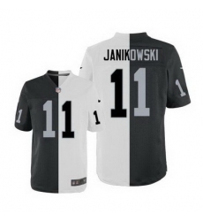 Nike Raiders #11 Sebastian Janikowski White Black Mens Stitched NFL Elite Split Jersey