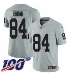 Raiders 84 Antonio Brown Silver Men Stitched Football Limited Inverted Legend 100th Season Jersey