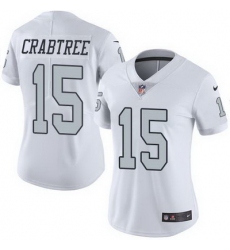 Nike Raiders #15 Michael Crabtree White Womens Stitched NFL Limited Rush Jersey