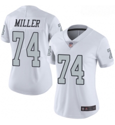 Raiders #74 Kolton Miller White Women Stitched Football Limited Rush Jersey