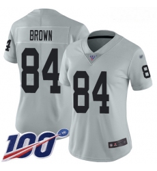 Raiders #84 Antonio Brown Silver Women Stitched Football Limited Inverted Legend 100th Season Jersey