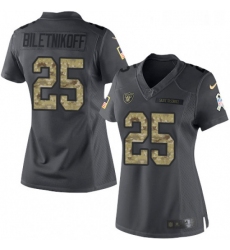 Womens Nike Oakland Raiders 25 Fred Biletnikoff Limited Black 2016 Salute to Service NFL Jersey