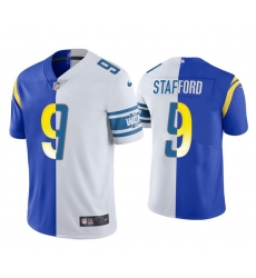 Men Los Angeles Rams 9 Matthew Stafford Royal White Split Stitched Football Jerse