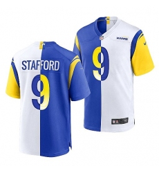 Men Los Angeles Rams 9 Matthew Stafford Royal White Split Stitched Football Jerse