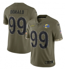 Men Los Angeles Rams 99 Aaron Donald Olive 2022 Salute To Service Limited Stitched Jersey