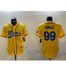 Men Los Angeles Rams 99 Aaron Donald yellow Cool Base Stitched Baseball Jersey