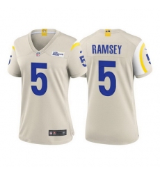 Women Los Angeles Rams #5 Jalen Ramsey Bone Stitched Football Limited Jersey