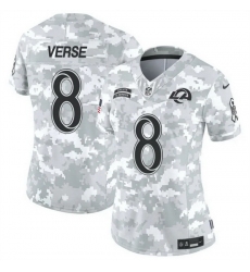 Women Los Angeles Rams 8 Jared Verse 2024 F U S E Arctic Camo Salute To Service Limited Stitched Football Jersey