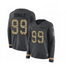 Womens Nike Los Angeles Rams 99 Aaron Donald Limited Black Salute to Service Therma Long Sleeve NFL Jersey