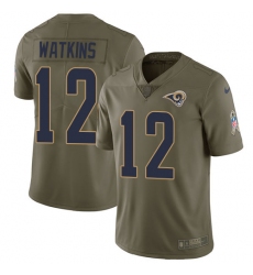 Youth Nike Rams #12 Sammy Watkins Olive Stitched NFL Limited 2017 Salute to Service Jersey