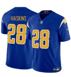 Men Los Angeles Chargers 28 Hassan Haskins Royal 2024 F U S E Vapor Limited Stitched Football Jersey