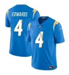 Men Los Angeles Chargers 4 Gus Edwards Light Blue Vapor Limited Stitched Football Jersey