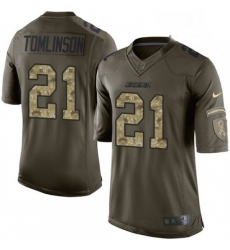 Men Nike Los Angeles Chargers 21 LaDainian Tomlinson Limited Green Salute to Service NFL Jersey