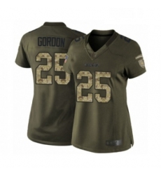 Womens Los Angeles Chargers 25 Melvin Gordon Elite Green Salute to Service Football Jersey