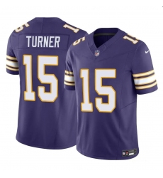 Men Minnesota Vikings 15 Dallas Turner Purple 2024 Draft Throwback Vapor Untouchable Limited Stitched Jersey