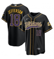 Men Minnesota Vikings 18 Justin Jefferson Black Cool Base Stitched Baseball Jersey