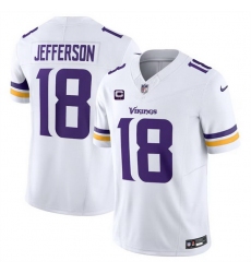 Men Minnesota Vikings 18 Justin Jefferson White 2024 F U S E  With 2 Star C Patch Vapor Limited Stitched Jersey