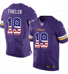 Mens Nike Minnesota Vikings 19 Adam Thielen Elite Purple Home USA Flag Fashion NFL Jersey