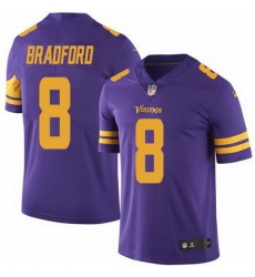 Nike Vikings #8 Sam Bradford Purple Mens Stitched NFL Limited Rush Jersey