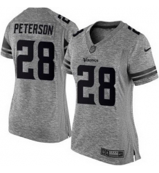 Nike Vikings #28 Adrian Peterson Gray Womens Stitched NFL Limited Gridiron Gray Jersey