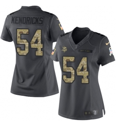 Nike Vikings #54 Eric Kendricks Black Womens Stitched NFL Limited 2016 Salute To Service Jersey