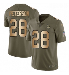 Youth Nike Minnesota Vikings 28 Adrian Peterson Limited OliveGold 2017 Salute to Service NFL Jersey