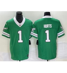 Men Philadelphia Eagles 1 Jalen Hurts Green 2023 F U S E  Vapor Untouchable Stitched Football Jersey