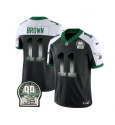 Men Philadelphia Eagles 11 A  J  Brown Black White 2023 F U S E  Throwback Vapor Untouchable Limited Stitched Football Jersey