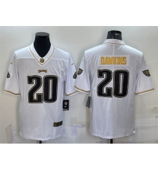 Men Philadelphia Eagles 20 Brian Dawkins White Gold Limited Stitched Jersey