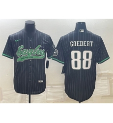 Men Philadelphia Eagles 88 Dallas Goedert Black With Patch Cool Base Stitched Baseball Jerseys