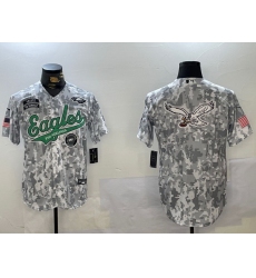 Men Philadelphia Eagles big logo 2024 F U S E Arctic Camo Salute To Service Limited Stitched Jersey 6