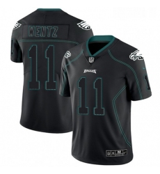 Mens Nike Philadelphia Eagles 11 Carson Wentz Limited Lights Out Black Rush NFL Jersey